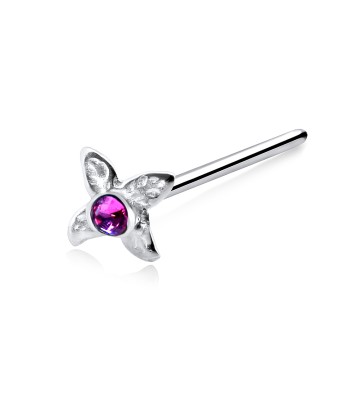 Leaf Petals Shaped Silver Straight Nose Stud NSKA-72